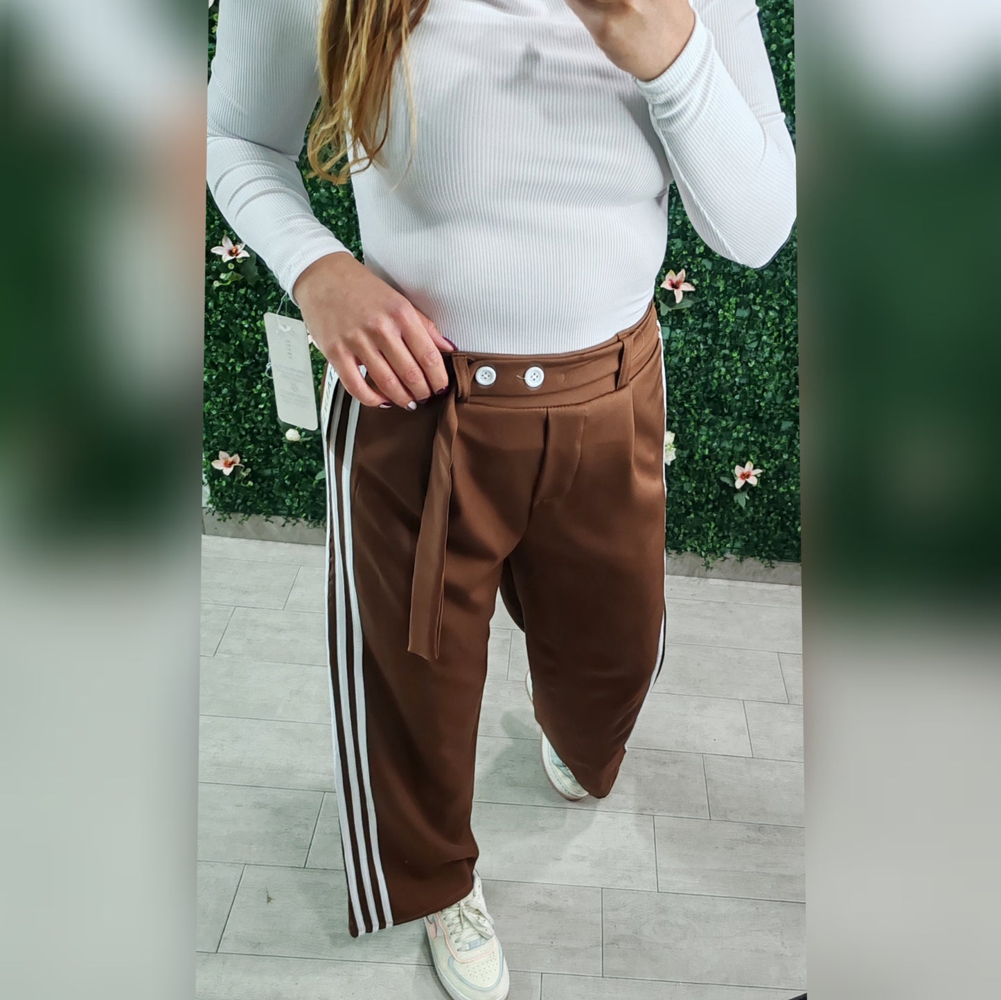 Pantalone con bande laterali taglia unica